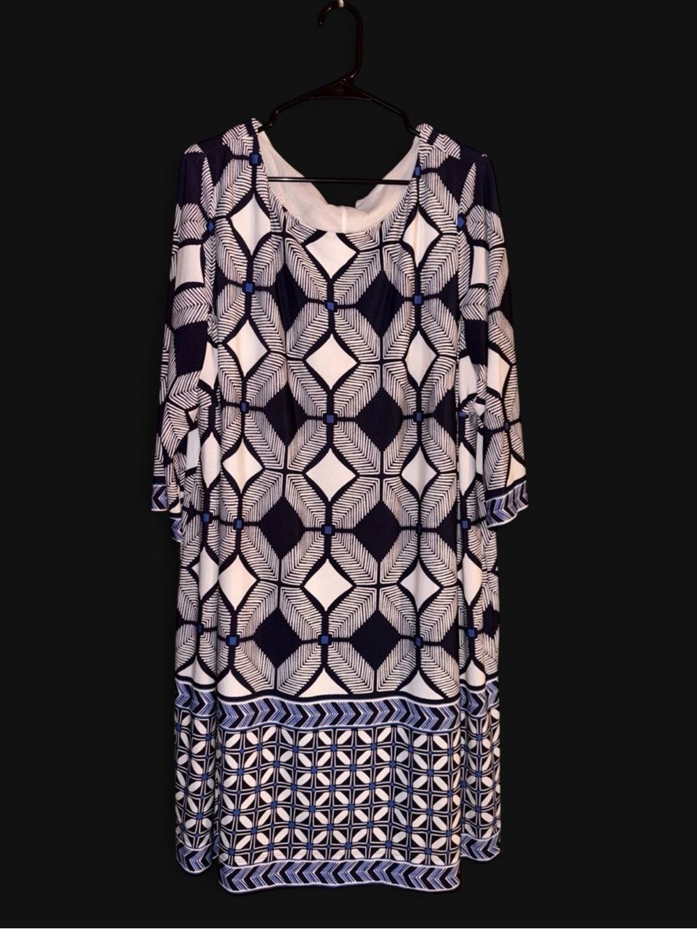 Taylor White & Navy Printed Dress